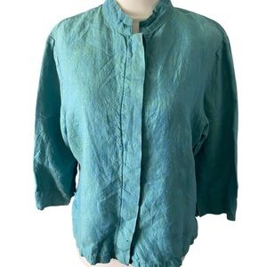 Bryn  Walker Teal linen blouse
